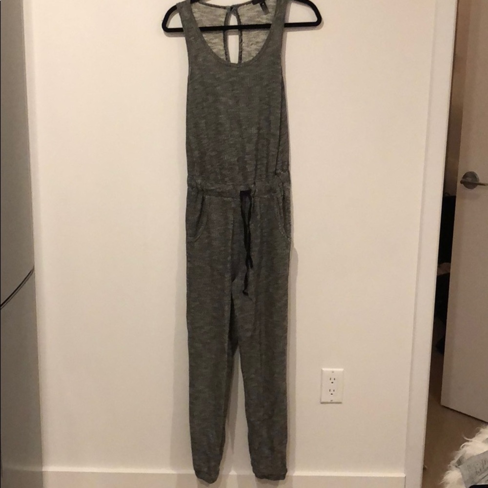 AQUA cotton jumpsuit with drawstring waist